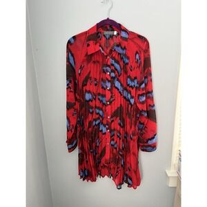 Mint Velvet Women's,pleated Long Sleeve Top Shirt Audrey Print Red Black Blue M